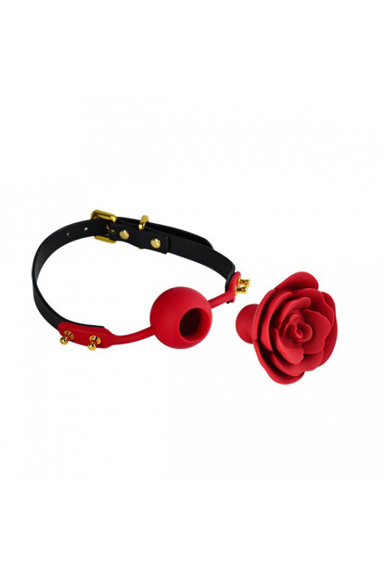 Knebel BDSM z czerwoną różą Zalo Rose Ball Gaf