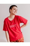 T-shirt oversize z haftem Naughty Girls Watch Porn
