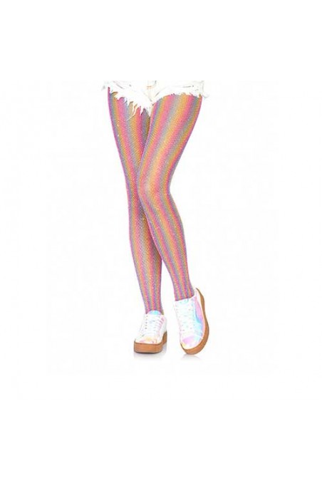 Tęczowe rajstopy Leg Avenue Lurex rainbow fishnet tights