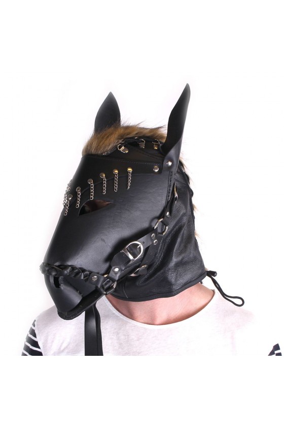 Maska konia BDSM Horse Mask Black Leather