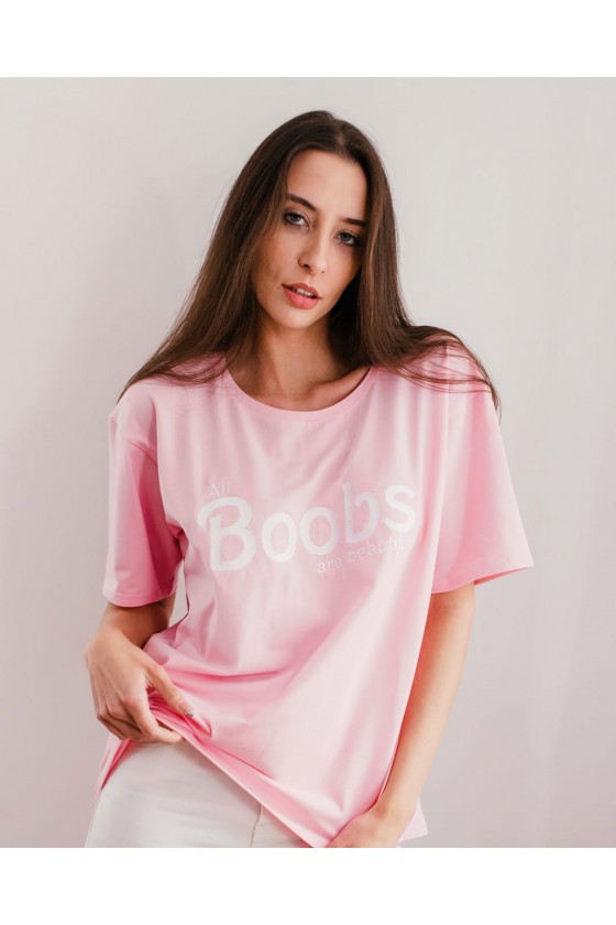 T-shirt oversize z haftem BOOBS Girls Watch Porn